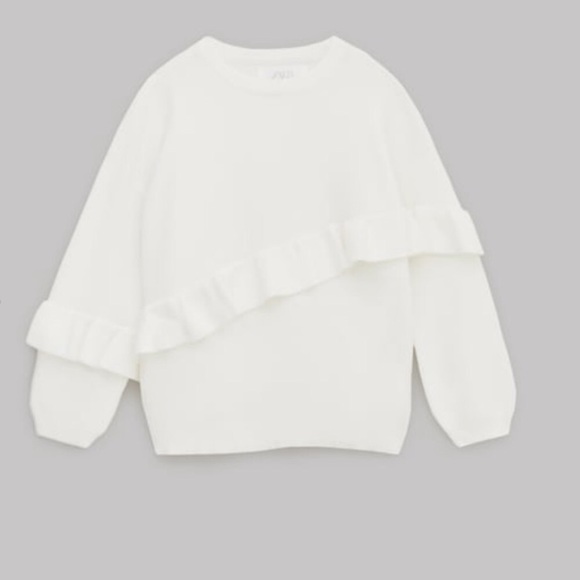 Zara Sweaters - Zara white ruffle sweater